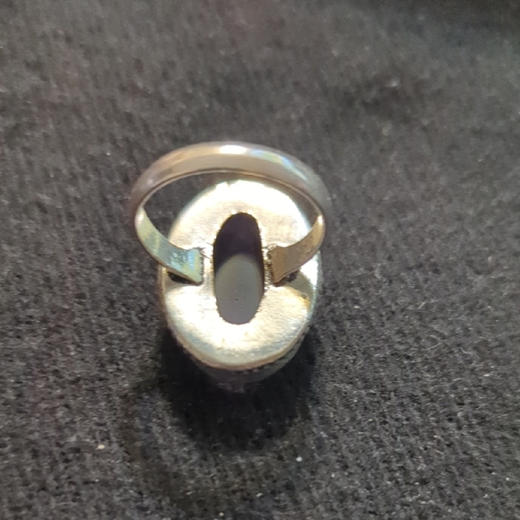 Silver Plated Pastel Purple Amethyst Gemstone Oval Statement Ring - Size 9.5 - Picture 6 of 9